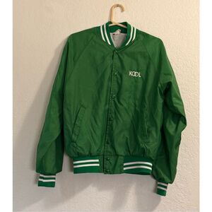 Vintage Kool green satin button down jacket sz M